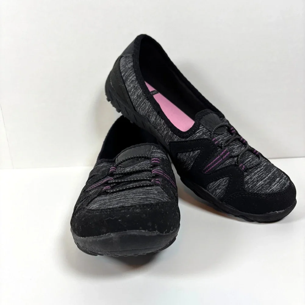 Athletic Works Slip-On Walking Shoes Memory Foam Black Women Size 8 Good